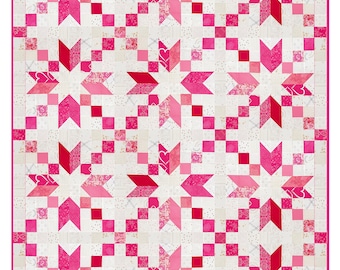 Patrón de edredón digital + patrón de edredón Starlink + patrón de edredón Fat Quarter Scrappy + patrón de edredón de tamaño de manta + patrón de edredón de tela retales + patrón de edredón Star