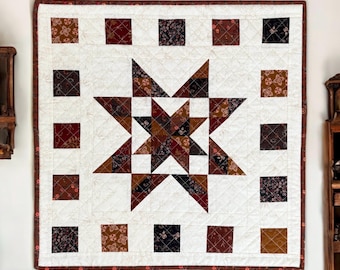 Digitaal patroon + glitter mini-quiltpatroon + 20 x 20 + mini-bedelpakket quiltpatroon + quiltpatroon muurhangend Scrappy ster-quiltpatroon