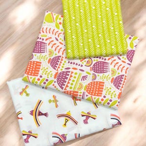 Lap or Throw Size Whole Cloth Quilt Kit + Birds and Flowers Quilt Kit + Purple Green Coral + Modern Whole Cloth Quilt+ Beginner Lap Quilt