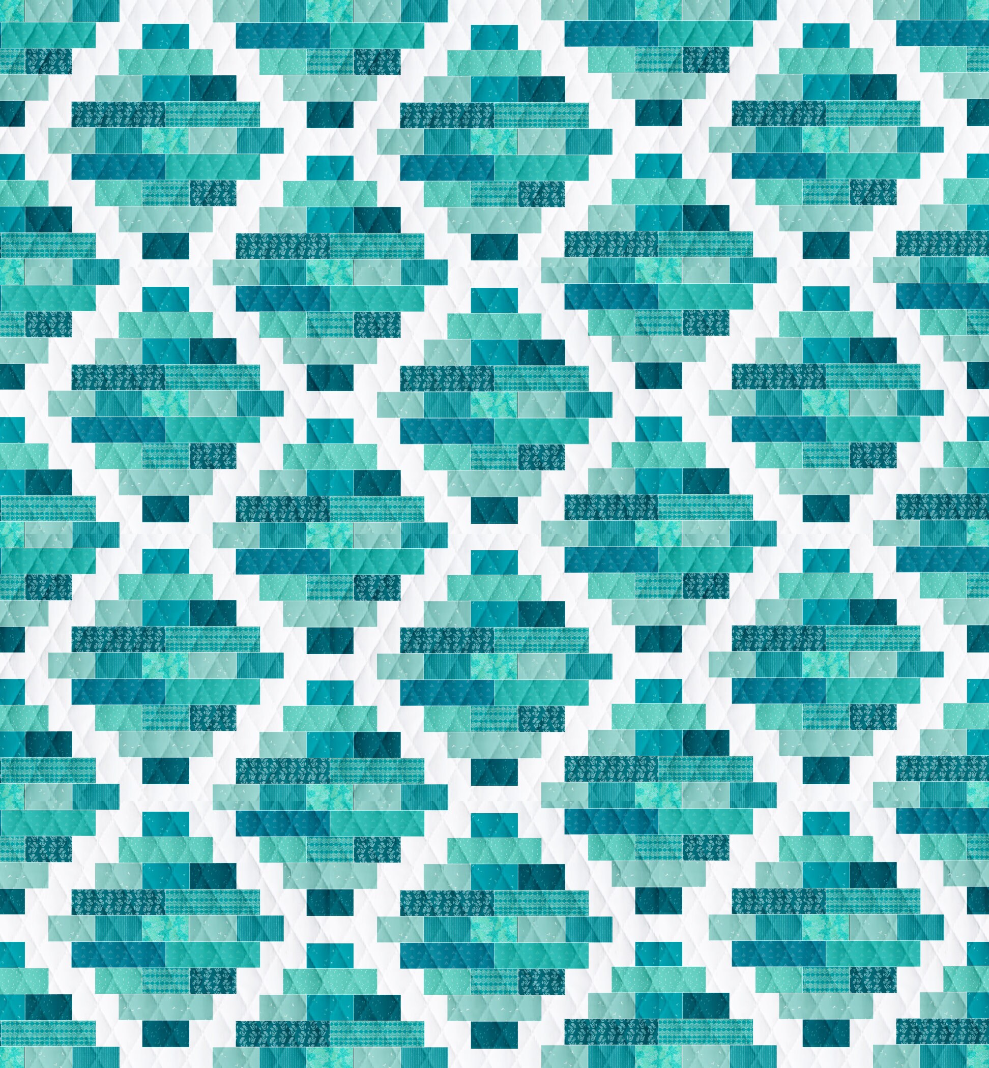 Scrappy Quilt Kit Teal Quilt Kit Scrap Quilt Kit Throw Quilt Kit Art