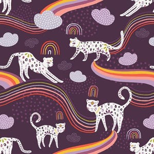 SALE Art Gallery Rainbow Jaguar Fabric By The Yard + kushukuru Collection + Art Gallery Clearance Fabric + Quilting Cotton