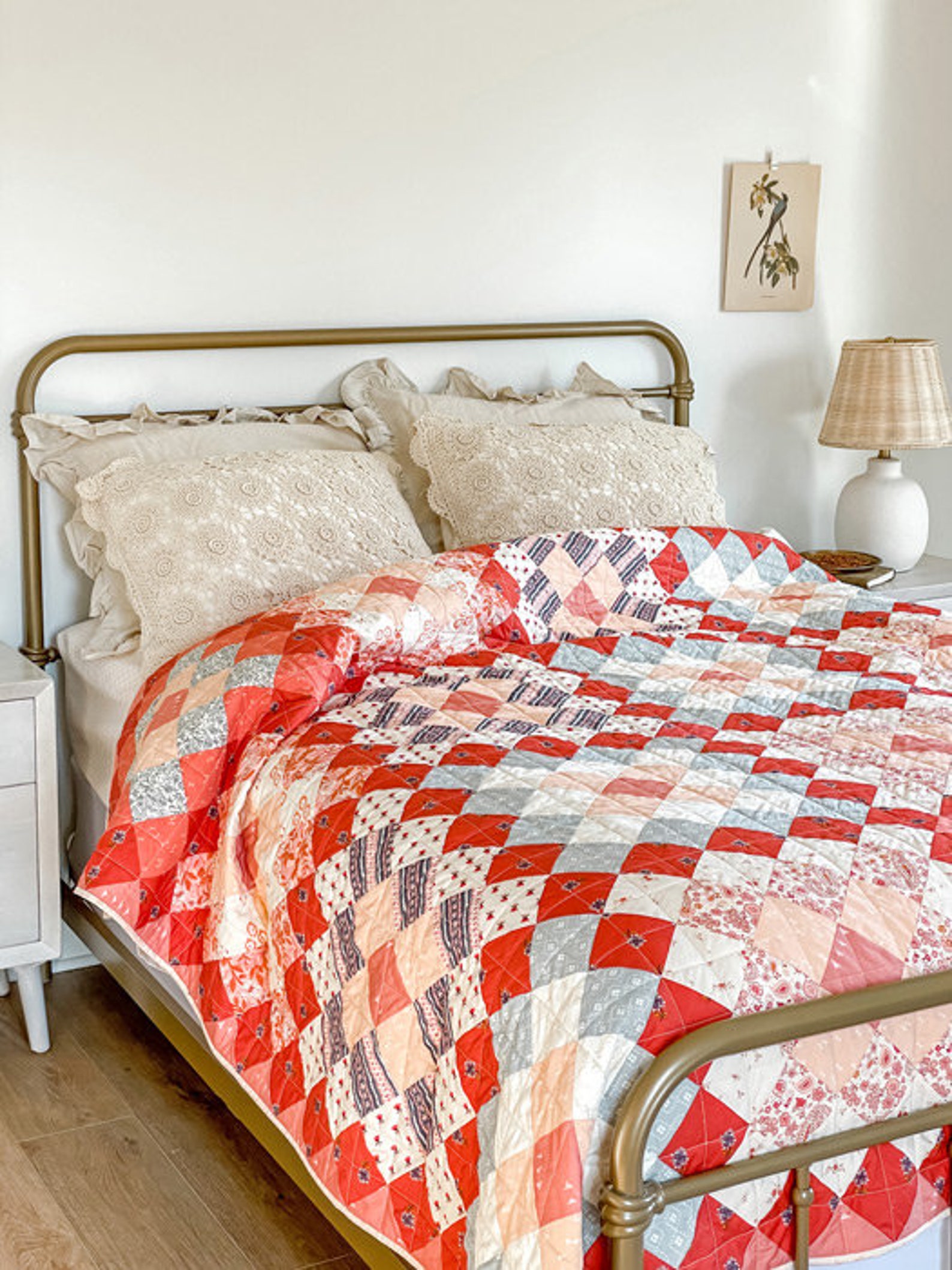 Rickrack Quilt Kit Red Quilt Kit Granny Square Quilt Kit Twin Full