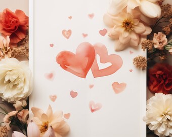 Aquarell Herz Print: Valentinstag Wandkunst (Digitaler Download)
