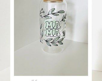 Trinkglas, Glas mit Deckel, Glasbecher mit Strohhalm, Libbey Glas, Glas Can, Muttertagsgeschenk, Bambusdeckel mit Strohhalm, 16oz 470ml