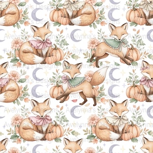 Autumn fox seamless pattern for crafters, digital papers, and backgrounds