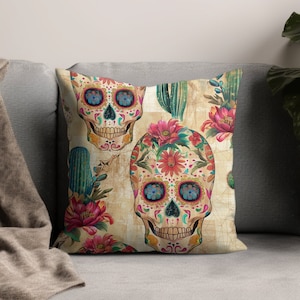 Naadloos patroon Day of the Dead, Dia de los Muertos-schedels en bloemen, Mexicaanse festival digitale print, 300 DPI