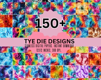150+ Tie Dye Digital Papers: Seamless Designs (12x12 Inches, 300 DPI) (Instant Download)