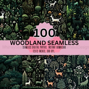 100 Woodland Seamless Patterns: Mystical Forest Art (Digital Download)