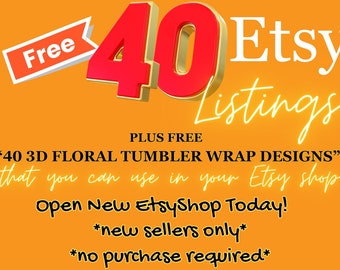 40 Free Listing When You Open Etsy Store,NO PURCHASE needed,for New Seller Get 40 Free Listings,Link in Description https://etsy.me/3IkduCs