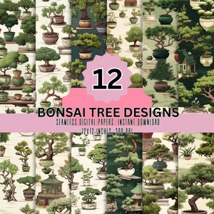 Carta digitale per alberi bonsai, sfondo bonsai, bellissimo bonsai, modelli senza soluzione di continuità scaricabili, albero bonsai, giapponese senza soluzione di continuità, ispirazione asiatica
