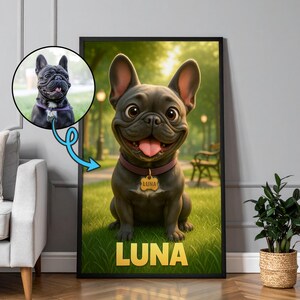 Custom Cartoon Pet Portrait – Personalized Dog or Cat Illustration – Dog Reading Newspaper – Funny Pet Wall Art – Digital Download