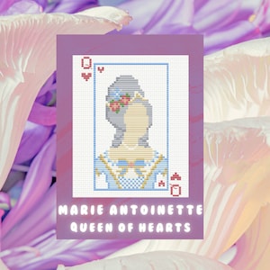 Queen of Hearts Marie Antoinette Cross Stitch Pattern Digital PDF - Rococo, Versailles, French, Coquette, Baroque, Historical, Bridgerton