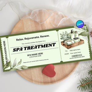 Customizable Spa Day Gift Voucher: Editable Canva Template (PDF Download)