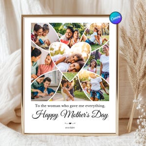 Plantillas de collage de fotos personalizables para el Día de la Madre, collages de fotos editables para mamá, regalos para ella, tarjetas para el Día de la Madre,