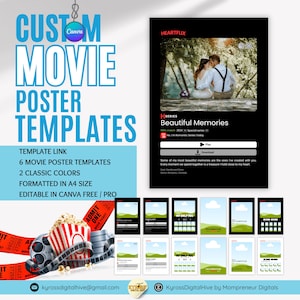 Anpassbare Film Poster Canva Rahmen Vorlagen | Bearbeitbare Inspirierte Filmplakat Vorlage | Bearbeitbare Film Poster Leinwandrahmen