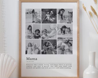 Editable Mother's Day Gift, Custom Mama Mom Mommy Definition Wall Art, Personalized Photo Collage for Moms