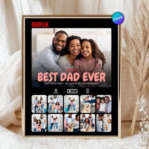 Editable Dad Flix Movie Poster Templates, Customizable Best Dad Film Posters, Custom Movie Album Cover Posters, Father&#39;s Day Gift Ideas
