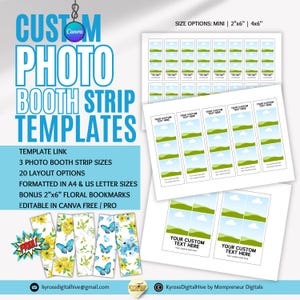 Customizable Photo Booth Strip Templates | Editable Photo Strip Canva Templates | 2x6, 4x6, Mini Photo Booth Strips | Drag and Drop Template