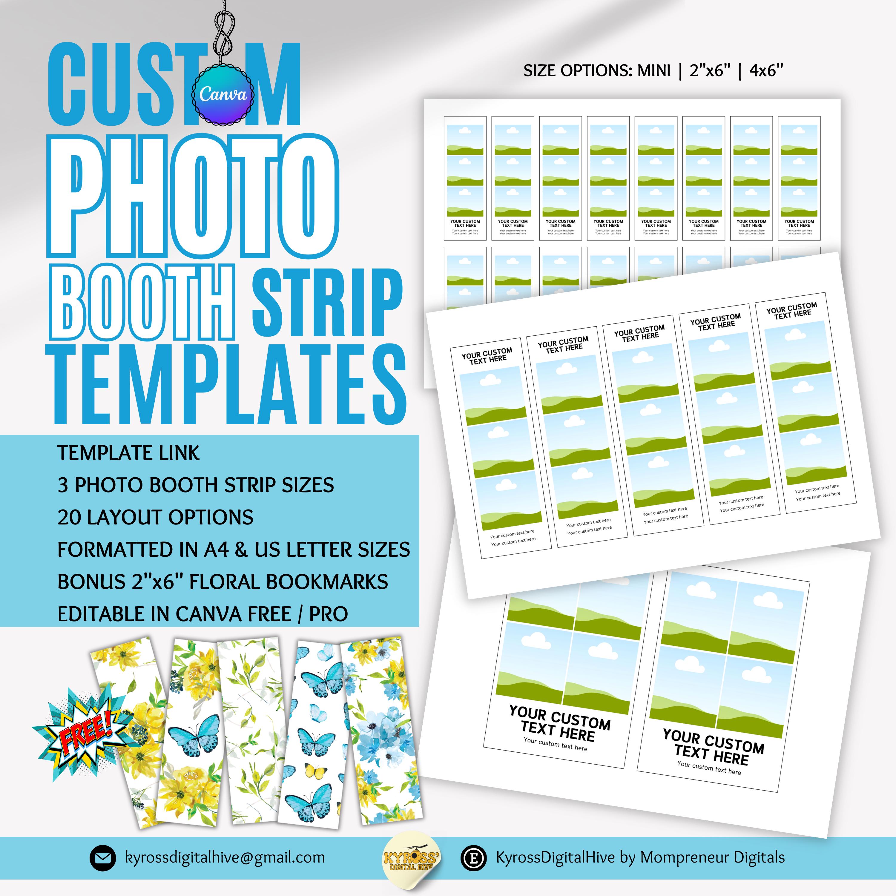 Customizable Photo Booth Strip Templates Drag & Drop Canva (digital — free download