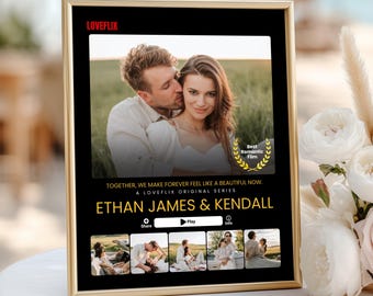 Bearbeitbares Netflix-Filmposter, benutzerdefinierte Filmfotocollage, Loveflix Heartflix-Vorlage