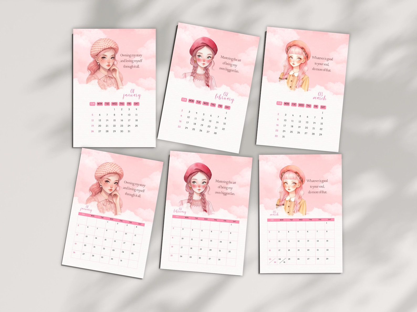 2025 Illustrated Kawaii Calendar Printable Aesthetic 2025 Calendar 2025