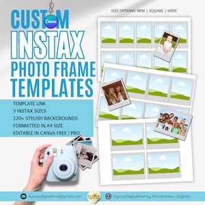 Customizable Fuji Instax Canva Frame Templates | Editable Instax Frames | Personalized Instax Photo Frames | DIY Customizable Instant Photos