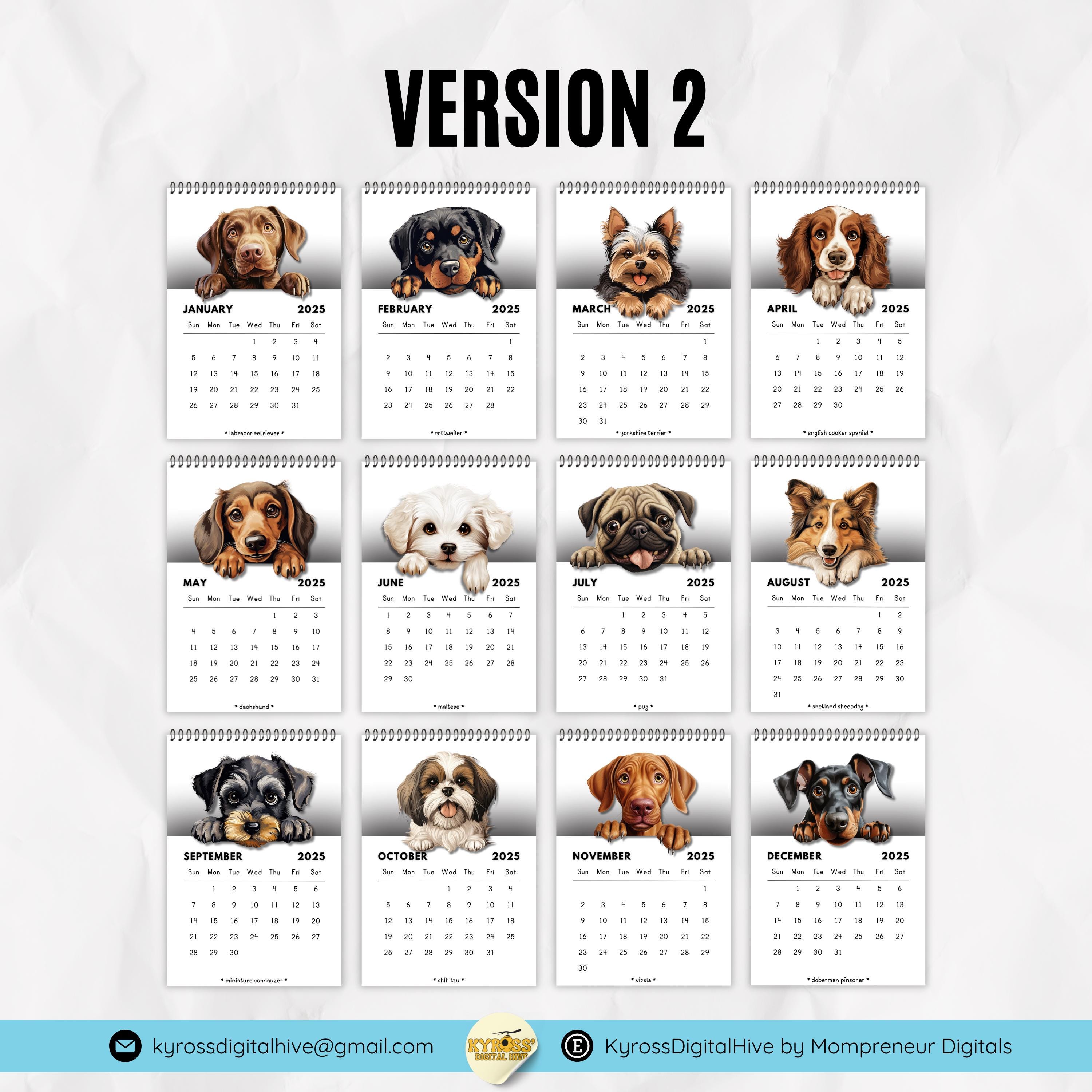 2025 Illustrated Peeking Dogs Calendar Printable Aesthetic 2025 Il Fullxfull.6516262671 K3rp
