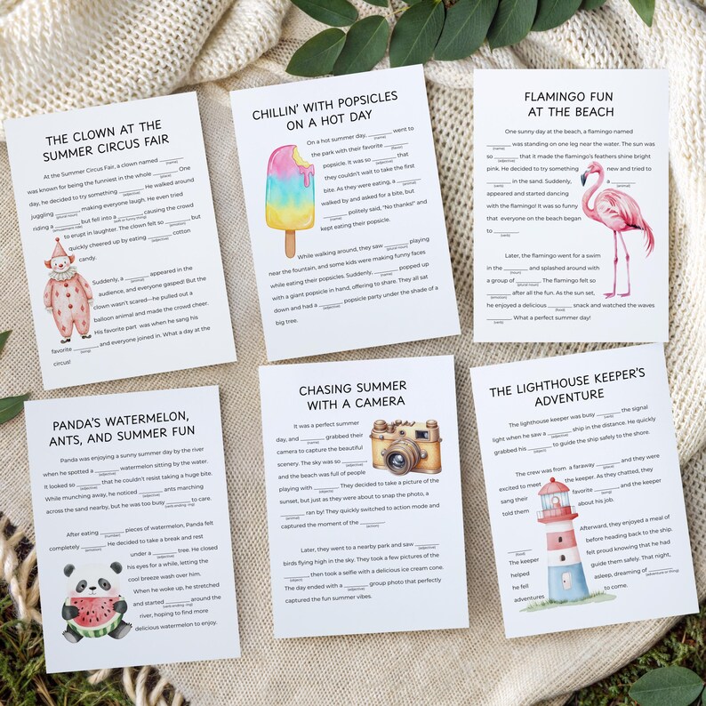 6 Summer Mad Libs, Printable Summer Game for Kids & Adults, Classroom ...