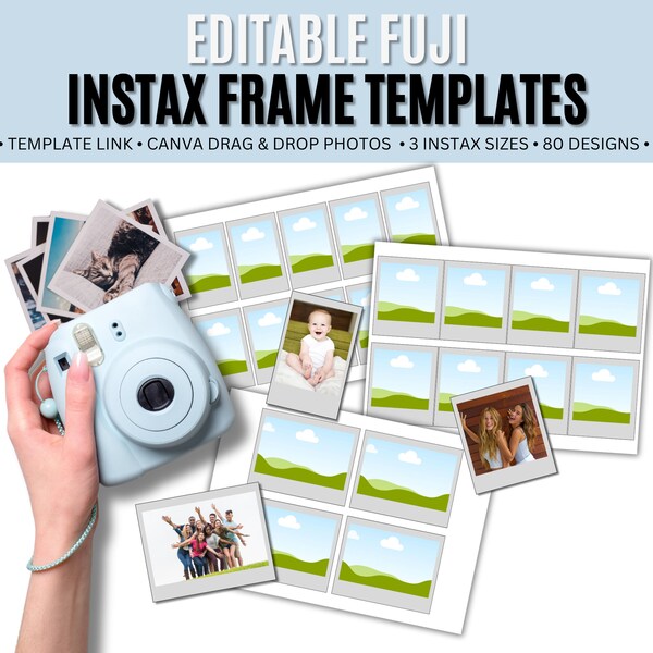 Fuji Instax Frame Template, Editable Instax Frame Templates, Inspired Polaroid Instax Frame Templates, Fuji Instax Drag and Drop Photos