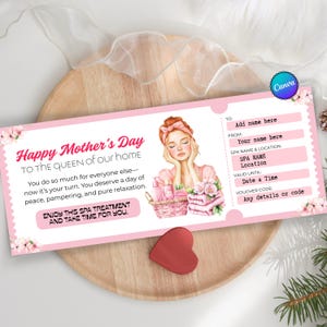 Customizable Spa Day Voucher Template: Elegant Gift Certificate (Canva Editable, Digital Download