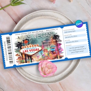 Customizable Las Vegas Boarding Pass, Las Vegas Surprise Ticket, Editable Surprise Las Vegas Ticket, Vacation Ticket, Birthday Trip Ticket