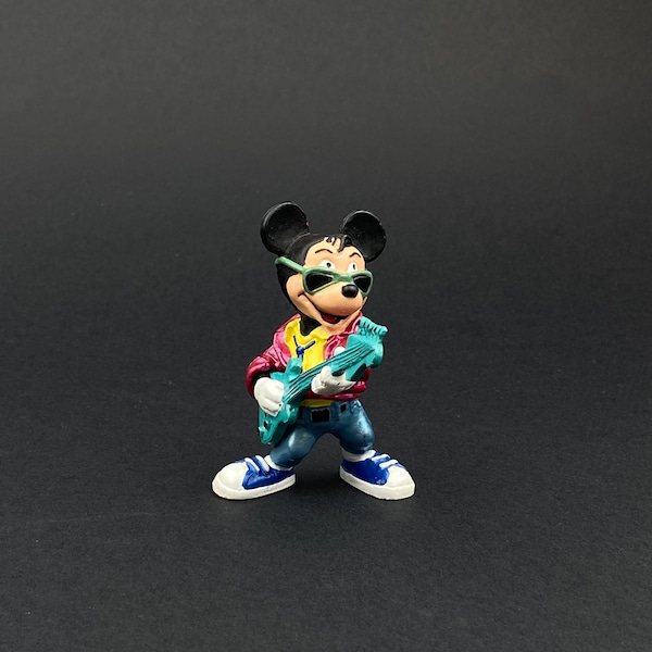 Vintage Disney MICKEY MOUSE Gitarre Rock PVC Figur 3 "Bully Made in Deutschland