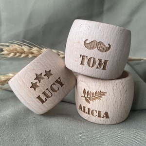 Grande portatovagliolo in legno personalizzato con nome e motivo della famiglia