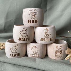 Grande portatovagliolo in legno personalizzato con nome e motivo savana