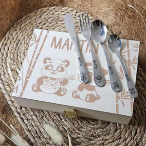 Personalisierte Panda-Besteckbox für Kinder