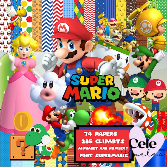 Supermario kit clipart and papers, PNG, fondo transparente