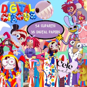 The amazing digital circus cliparts, the amazing digital circus png, pomni png, ragatha digital paper