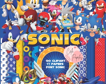 Sonic PNG, Sonic Sega Cliparts, Instant Download, Digital Paper Sonic and friends