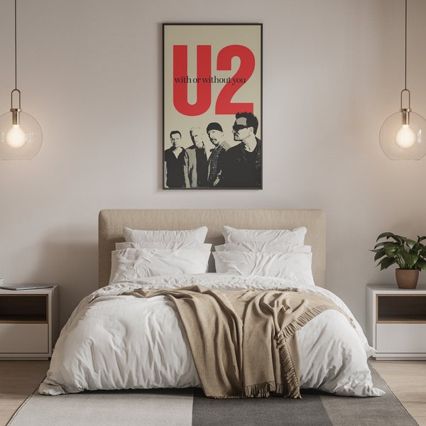 Affiche du groupe U2, Impression rétro, Impression numérique, Téléchargement numérique, Cadeau pour les fans, Affiche musicale, Cadeau pour elle, Art mural