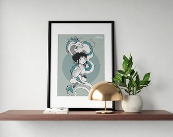 Studio Ghibli poster, Spirited Away poster, Spirited Away, kunst aan de muur, anime, cadeau voor anime fans, wand decor