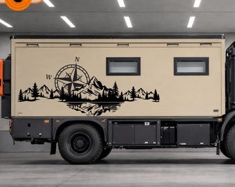 Berg Kompass Wohnmobil Aufkleber – Premium Camper Sticker aus ORACAL® Markenfolie – Wetterfest & UV-beständig – Vanlife Wohnwagen Deko