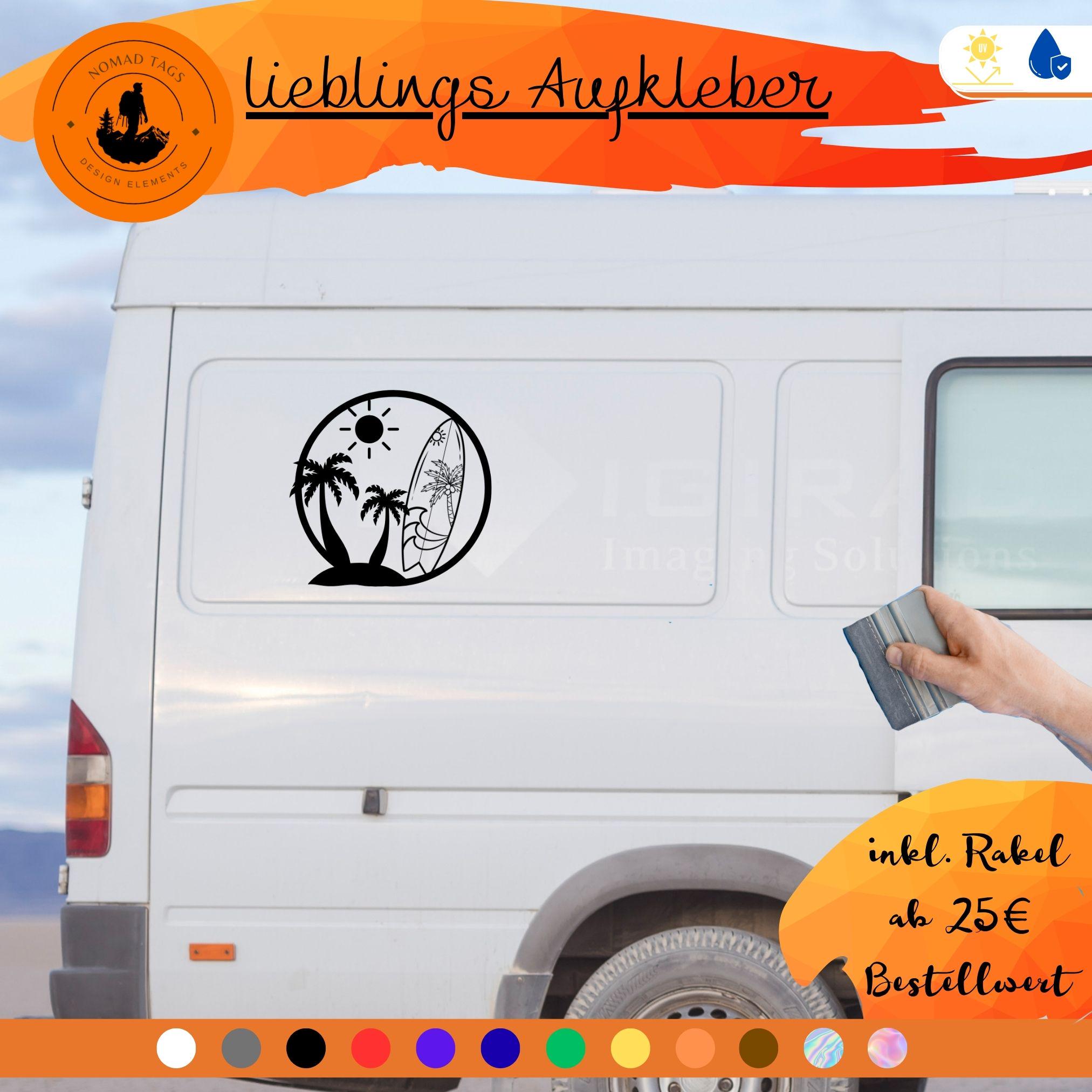 Motorhaube Auto-Aufkleber Strand Meer Boot Insel Palmen Sand Steinschlag Schutz Folie Airbrush Tuning