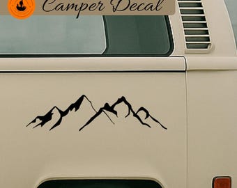 Pegatinas de camping con montañas: Amor por la naturaleza para tu autocaravana y autobús | Pegatinas para coche con montañas