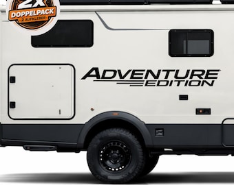 Set of 2 Adventure Edition Stickers XXL – Camper Van Decals – Motorhome Decals, Vanlife, Offroad, Outdoor Vehicle Decoration