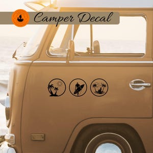 Surf Sticker I  Hochwertige Vinyl Aufkleber I Beach Sticker für Wohnwagen, Wohnmobil und Camping Van I Aufkleber im Strand Design
