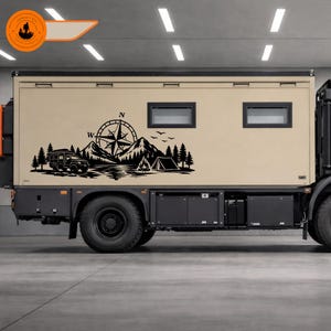 Klistermärken för utomhuscamping | Berg, sjö, tält och lägereld | Klistermärken för terrängåkning av Vanlife tillverkade av ORACAL®-film | Väderbeständiga och UV-resistenta