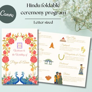 Hindu wedding program, Hindu wedding invitation, Gujarati Wedding Ceremony Guide, indian wedding cards, Digital & Editable Template,