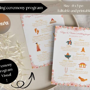 Hindu wedding program,Gujarati Wedding,Hindu Wedding Ceremony, Hindu Wedding Program Template, Wedding programs, Hindu Wedding Template,