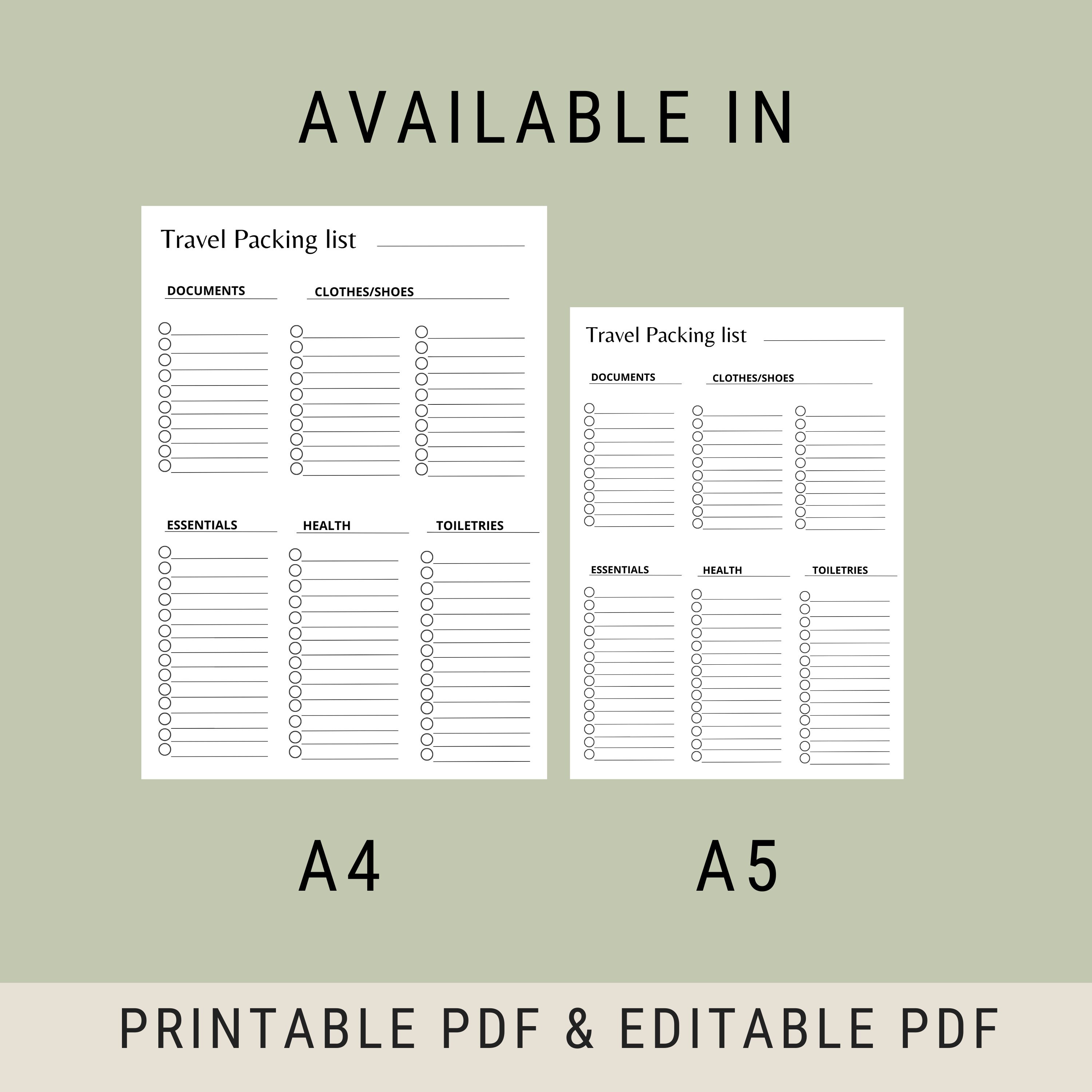 Packing List Template,digital Packing List,packing List,packing List ...