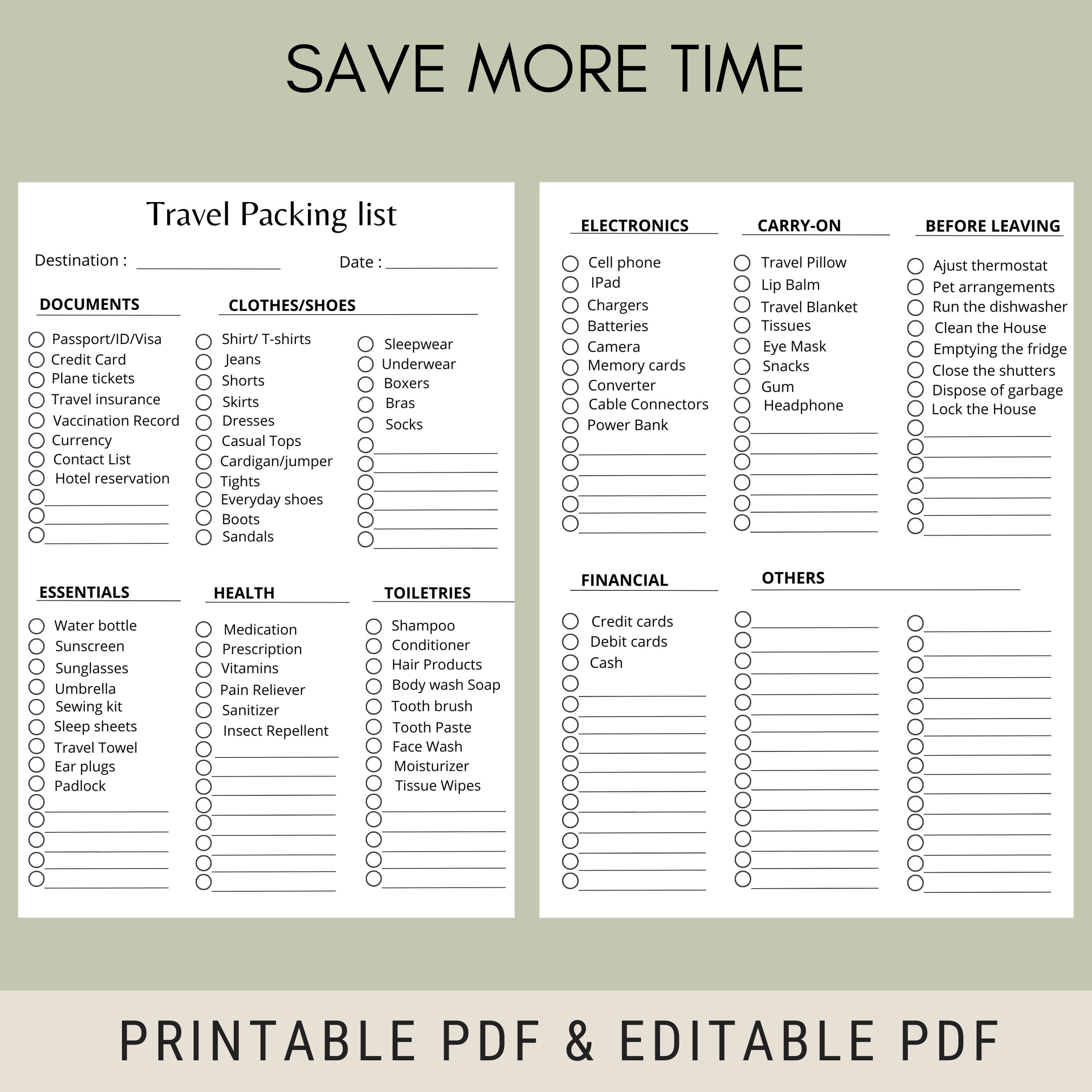 Packing List Template,digital Packing List,packing List,packing List ...
